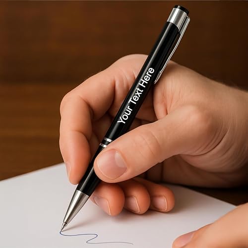 Image of Kajri Gifts Customized Pen With Name Luxury Ballpoint Tic Tak Customised Pen With Name Black And Silver Body Personalized Gift For Professionals And Return Gift (Black Tic Tak)