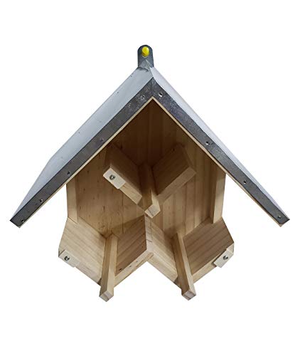 Dehner Natura Wildvogel-Erdnussbutterhaus Triple, ca. 24 x 16 x 16 cm, Kiefernholz/Metall, natur, 15 ml (1er Pack)