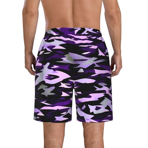 Men's Beach Shorts Swim TrunksFun Patterns American Camouflage Purple Print for Surfing Running Summer Vacation3