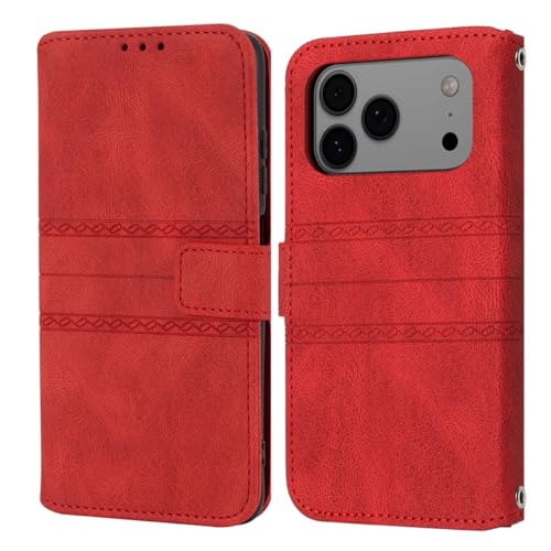 Étui iPhone 17 Air rouge anti rayure à clapet aimanté robuste