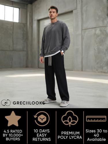 Image of GRECIILOOKS Men's Lycra Cargo Track Pants - Loose Fit Joggers for Men | Korean Style Travel & Home Wear with Pockets (Available in Plus Size)