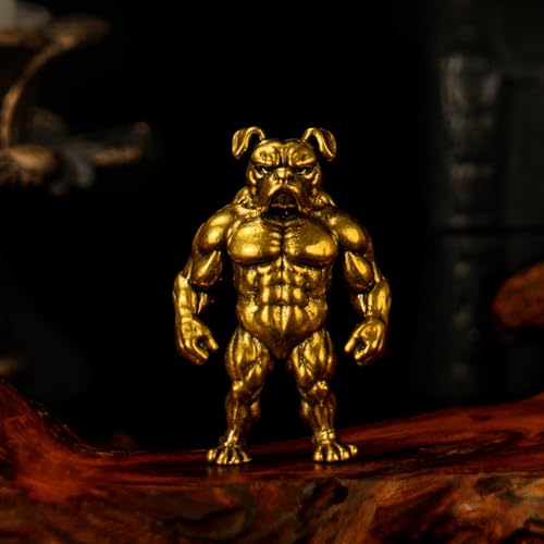 Figura Decorativa Bulldog Muscular de Latón Retro miniatura 1