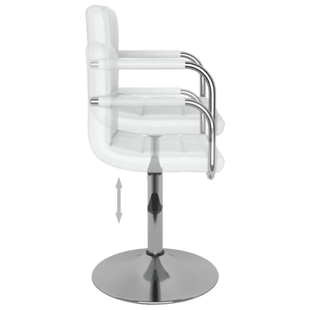 Juego de 2 sillas de comedor giratorias de piel sintética blanca con estructura de acero cromado, altura regulable mediante muelle de gas, giratorias de 360 grados para comedor