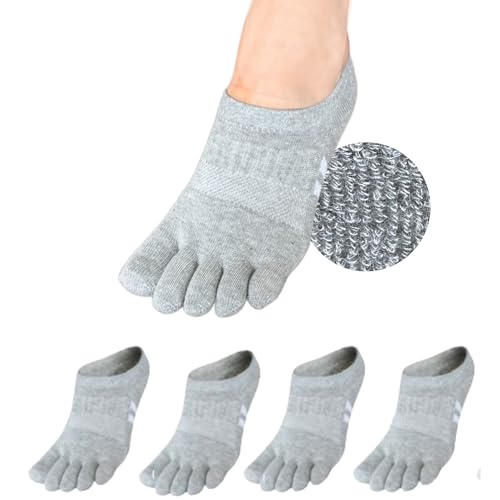 Image of soxsense Cushion No Show Toe Socks For Women Five Finger Socks Low Cut Athletic Running Socks 4 Pairs