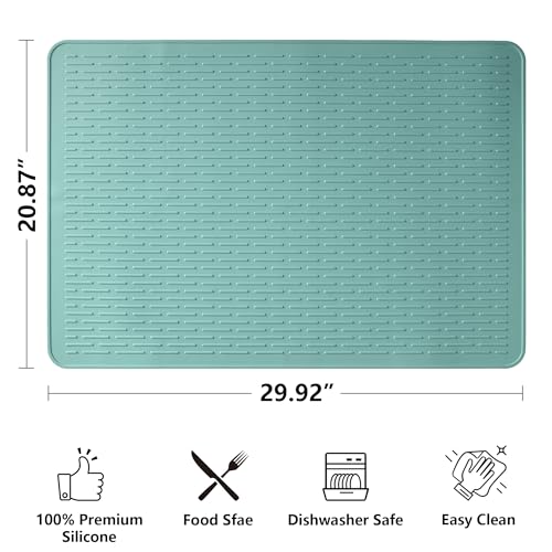 Image of Stove Top Cover for Electric Stove- Range Covers for Electric Stove,Silicone XXL Dish Drying Mat, Glass Cooktop Covers, Flat RV Range top Mats (Aqua, 30 inchx21 inch)
