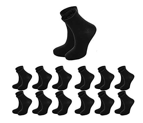 SaoTi - 12 Pares de Calcetines, Media caña Suaves, Cómodos, Absorbentes y Duraderos, Colores básicos Blanco, Negro y Gris, Fabricados en Algodón para Hombre o Mujer (Hombre (40-46), Negro)