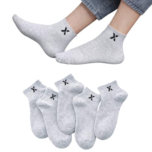 Image of RECKZOZ Men's Cotton Blend Ankle Length Socks, Multicolour, Free Size, Breathable, Casual Wear, 5 Pair
