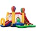 Costzon Inflatable Bounce House, 6 in 1 Mighty Balloon Double Slide Bouncer with Basketball Hoop, Climbing Wall, Large Jumping Area, Ideal Kids Jumper (Without Blower)