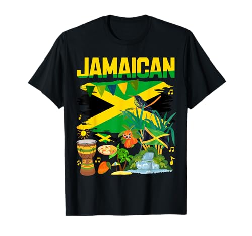 Ideas de traje de bandera de Jamaica para hombres y bandera de Jamaica novedosa Camiseta