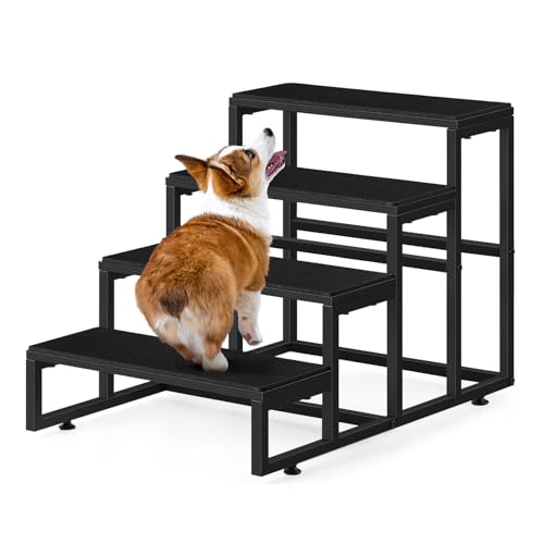 smusei Hundetreppe Katzentreppe 60x40x43cm, 4 Stufige Haustiertreppe Stabil Holz Metall Rahmen Hunderampe mit Rutschfestem Boden, Haustierleiter für Sofa, Bett, Balkon, Schwarz smusei Hundetreppe Katzentreppe 60x40x43cm, 4 Stufige Haustiertreppe Stabil Holz Metall Rahmen Hunderampe mit Rutschfestem Boden, Haustierleiter für Sofa, Bett, Balkon, Schwarz