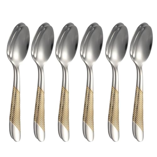 Image of Spoon Flatware Set, Stainless Steel Flatware Set, Kitchen Dishwasher Safe Utensil, Mirror Polished Cutlery, Teaspoons for Espresso, Cappuccino, Dessert & Ice Cream(12 Pcs Small Spoon, Silver)