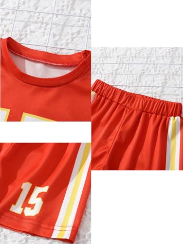 Image of Boys Shorts Set 4 Pieces Athletic Outfits Short Sleeve Tee Shirt and Shorts Casual Summer Set 3-12Y