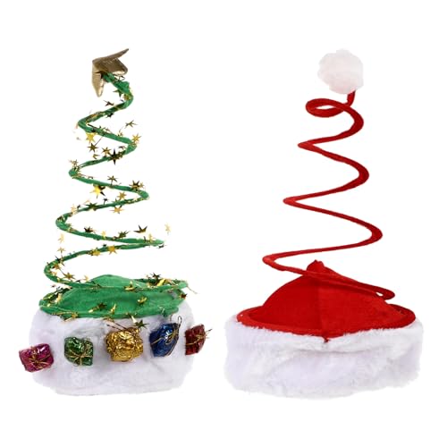 Ipetboom 2 Sombreros Navideños para Fiesta y Festival Accesorios Ligeros y Resistentes Diseño Aleatorio Tocados Navideños para Adultos