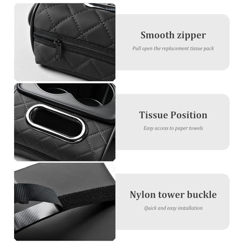 Image of 5-in-1 Car Center Console Cover,Multifunctional Arm Rest Cover for Car with Cup Holder,Phone Holder,Pocket,Car Tissue Holder,Leather Height Enhancement Car Armrest Cushion for Most Cars (Black)