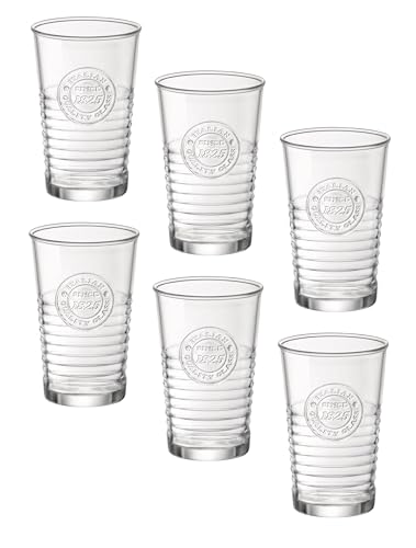 Bormioli Rocco Officina 1825 16 oz. Cooler Drinking Glasses, and Cocktails, Set of 4, Clear