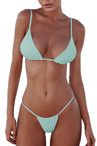 Preisvergleich Produktbild Suvotimo Frauen Gepolsterte Dreieck Brasilianischen Bikini Setzt Badehosen Badeanzüge Green L