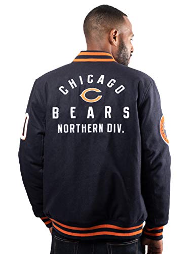 image for Ultra Game NFL Chicago Bears Mens Classic Varsity Coaches Jacket, Team
