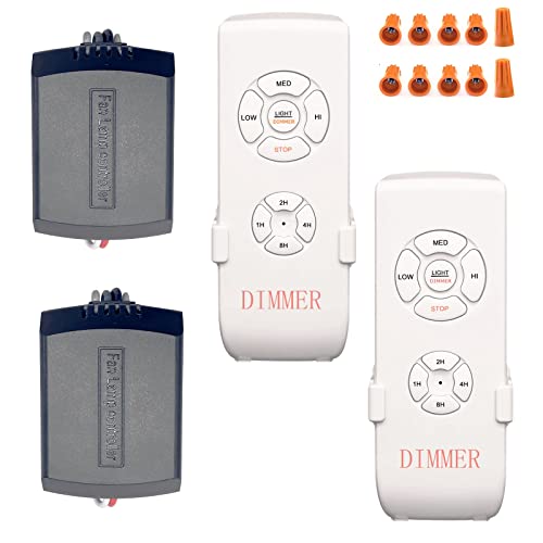 Image of Ceiling Fan Remote Control Kit, Universal Small Size Receiver Fit for Hampton Bay Harbor Breeze Hunter Dimmable DIMMER-2 Pack