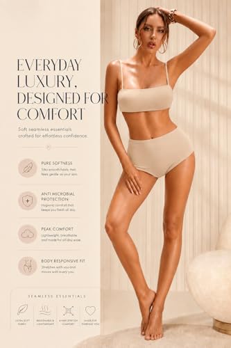 Image of Womens High Coverage Super Soft Elastane Stretch Mid Waist Boy Shorts Panties