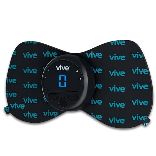 Vive Wireless Muscle Stimulator Wireless Tens Unit for Pain Relief Therapy and Muscle Recovery - Portable Cordless TENS & EMS Machine with 2 Electrode Pads LED Display & Adjustable Intensities