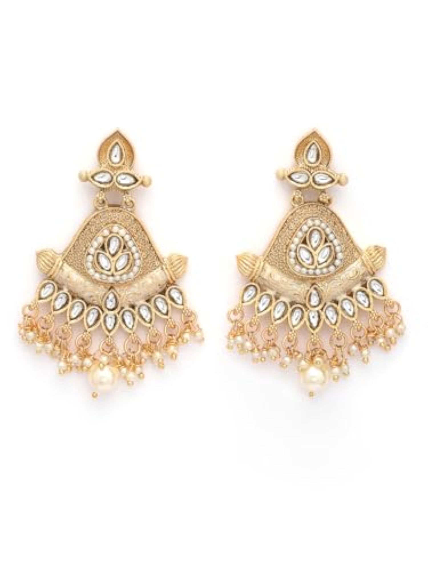 Women's Antique Gold-Plated Red Onyx Floral Design Stud Earrings Set