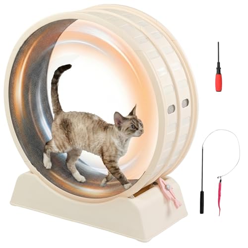 LEADZM Roue d'exercice pour Chat 80cm - Roue pour Chat pour 15 kg et Moins Chats - Connecteur de Rail en Plastique, résistant aux Rayures, Stable et...
