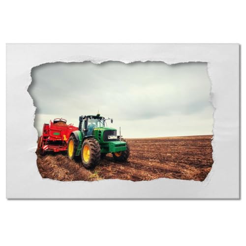 Peinture imprimée sur toile tracteur agricole décoration murale 120 x 80 cm - 2