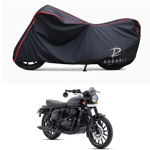 Image of Waterproof Bike Body Cover Compatible for | Jawa 42 2.1 STD | Taffeta Fabric, Red Piping Design, Bottom Elastic Fit | Dustproof, Sun UV & Rain Protection for All Bikes