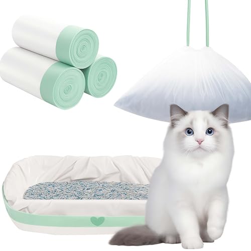 Sac Litiere Chat, Sac à Litière pour Chat xxl, Sac Poubelle Litiere Chats avec Cordons de Serrage, Recharge pour Litière pour Chats, Résistants à la...