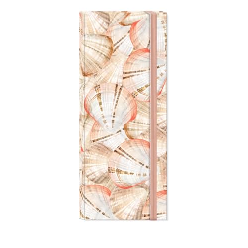 Image of Punch Studio Water's Edge Calico Shells, Hardcover Notefolio With Bungee, 40 Pages With Sticky Notepads (59186)