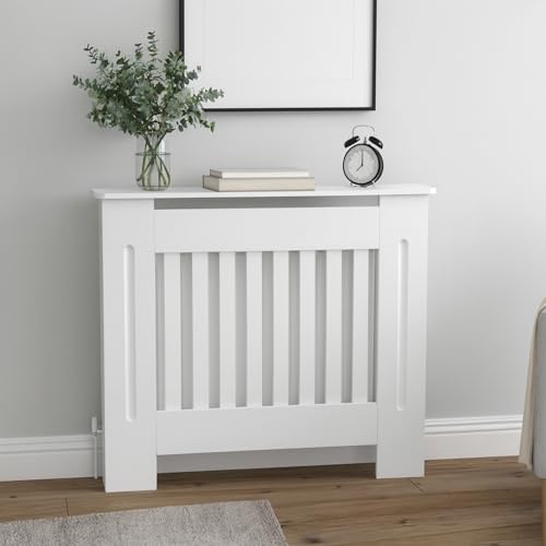 GHC White Radiator Cover Cabinet Stylish Wooden Heater Cover with Shelf Modern Radiator Cabinet for Living Room Bedroom & Hallway Safe & Practical Home FurnitureSmall