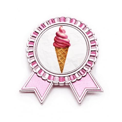 Broche rouge aquarelle Sweet Ice en métal, médaille de récompense en taille M