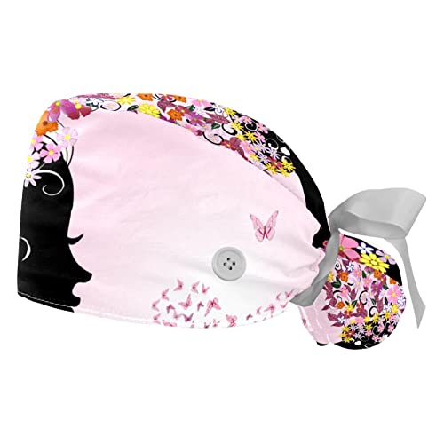 Chapeaux de travail ajustables JDEZ motif papillon rose x2