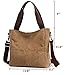 Women's Canvas Shoulder Bags Tote Purses Satchel Work Travel Crossbody Bag (Brown)