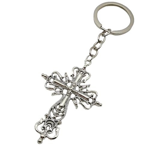 Image of Stainless Steel Christian Cross Keychain, Rust-Proof for Men /Women, Ideal Gift for Baptism /Christmas /Church