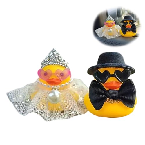 Lot de 2 Canards En Plastique Mariage, Canard Vibrant pour Douche Mariée, Fête de Célibataire,Anniversaire Canards Qui Couinent pour Mariages Jouets Bain pour Enfants et Adultes Idée Cadeau Originale