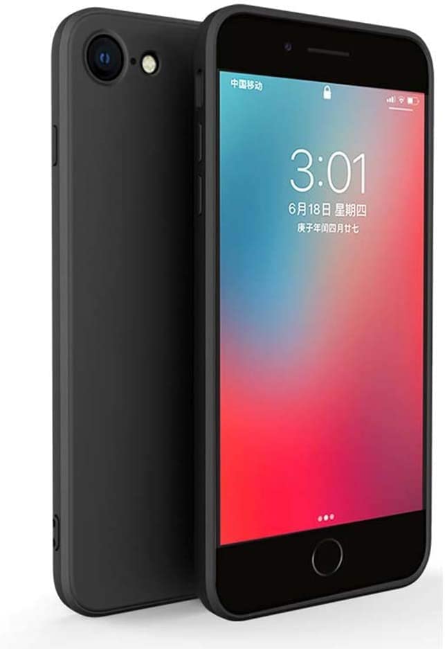 Coque iPhone SE 2020 silicone liquide coque arrière antichoc noire 4.7