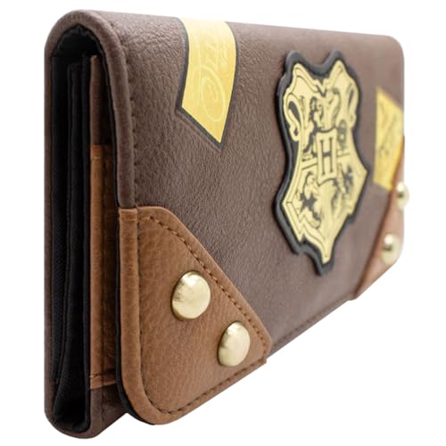 Porte-monnaie Harry Potter marron tri-fold avec poche à pièces et porte-cartes