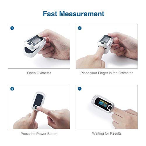 Image of Mibest Pulse Oximeter Fingertip, Blood Oxygen Saturation Monitor (SpO2) with Rate Measurements and Waveform Graph, Portable Digital Reading OLED Display, Batteries Lanyard and Carry Case Included