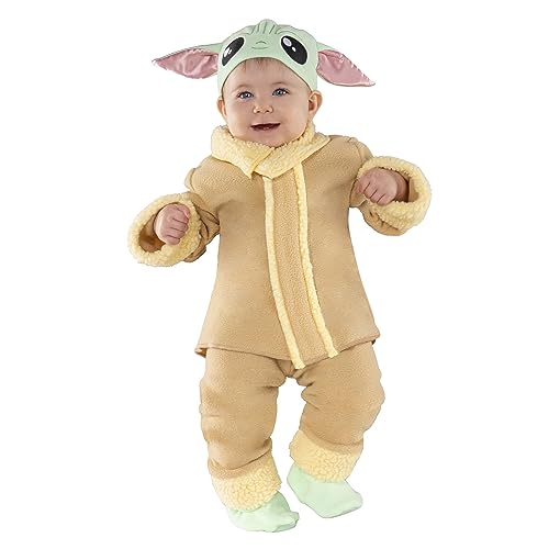 Image of Star Wars Grogu Official Infant Deluxe Costume - Premium Quality Minky Fabric and Non-Slip Grip Booties