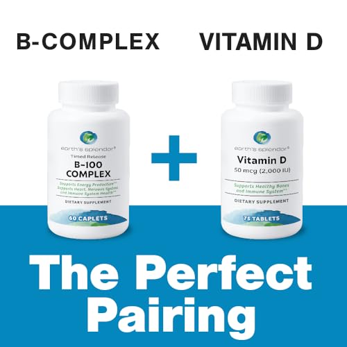Image of Earth's Splendor Vitamin B Complex - Supports Energy, Metabolism, and Immune Function - Complete B-Vitamin Formula for Men & Women, 60 Tablets, 2-Month Supply