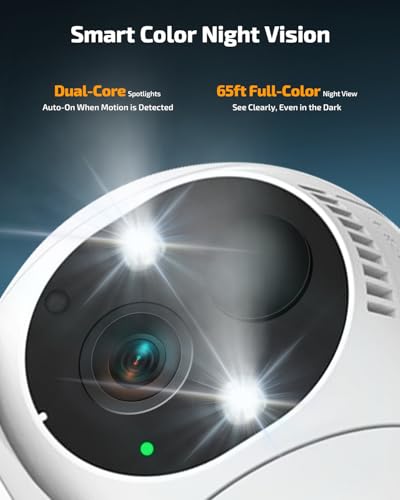 Image of Solar Powered Wireless Security Camera System, Outdoor PTZ Surveillance Kit | 100% Solar Powered, 360 PTZ Control, Color Night Vision, Human Detection, 2-Way Audio, No Monthly Fee