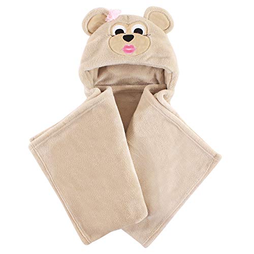 Image of Hudson Baby Unisex Baby and Toddler Hooded Animal Face Plush Blanket, Miss Monkey, One Size