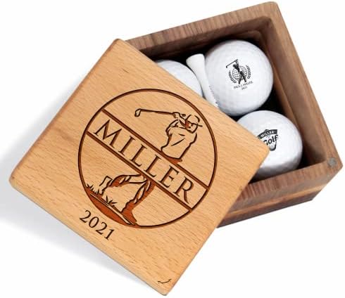 Personalized Golf Gift for Golfer - Custom Golf Set with Nice Balls and Luxury Wooden Box - Unique Gift Ideas for Him, Her, Golf Lover, Golf Coach, Boss, Couple on Anniversary, Birthday, Retirement