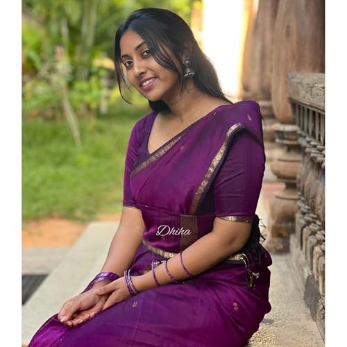 Image of Original Maheswari Cotton Silk Saree for Women | Kanjivaram Pure Silk Cotton Sari with Blouse | Zari Work | Tassels | Handloom Weave