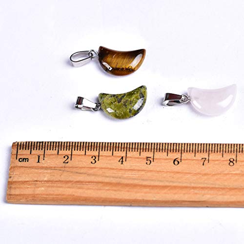 JIC Gem 30 Pieces Moon Shape Stone Pendants Natural Gemstone Healing Crystal Pendant Quartz Charms for Necklace Earring Bracelet Jewelry Making - Thumbnail 4