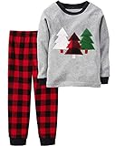 Little Boys Pajama Sets 2 Piece Christmas Tree 100% Cotton Kids Nighty Plaid Jammies Sleepwear 6T