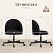 CELTOSS Home Office Desk Chair, Cute Teddy Fabric Swivel Vanity Stool, Mid Back Adjustable Armless Task Chair with Wheels, Black