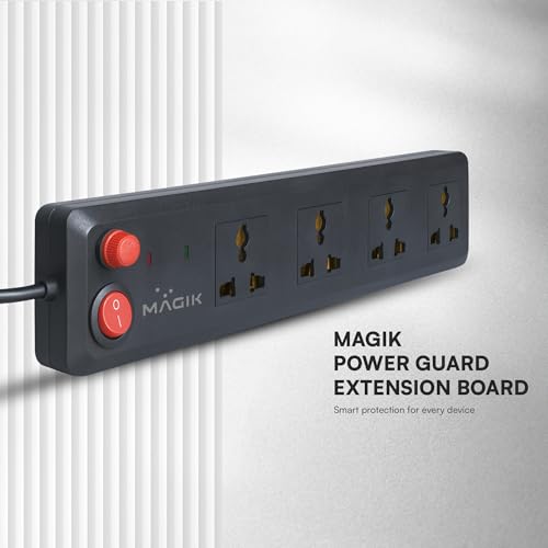 Image of Magik Power Guard Extension Board - 4 Universal Socket | 1.5 m Heavy-Duty Cord | Master Switch & Indicator | Surge Protection | Extension Box for Home & Office
