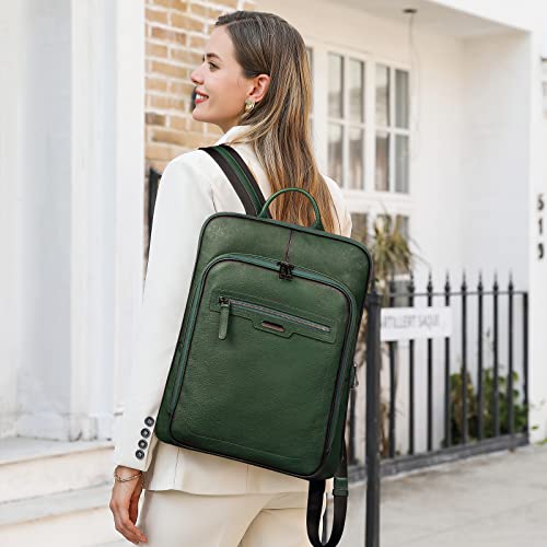 CLUCI Leather Backpack for Women 15.6 Inch Laptop Backpack Vegetable Tanned Full Grain Backpack Purse for Women Work Daypack2